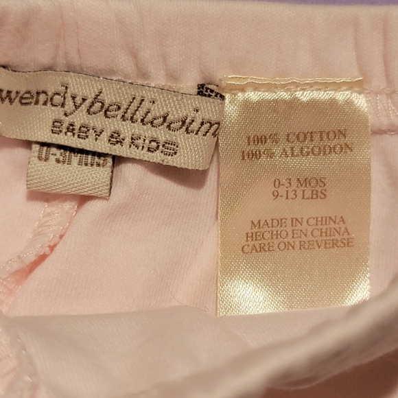 WENDY BELLISSIMO 💕 Pink Elastic Waist Pants w/Embroidered Mini Heart's 0-3M - Picture 9 of 11